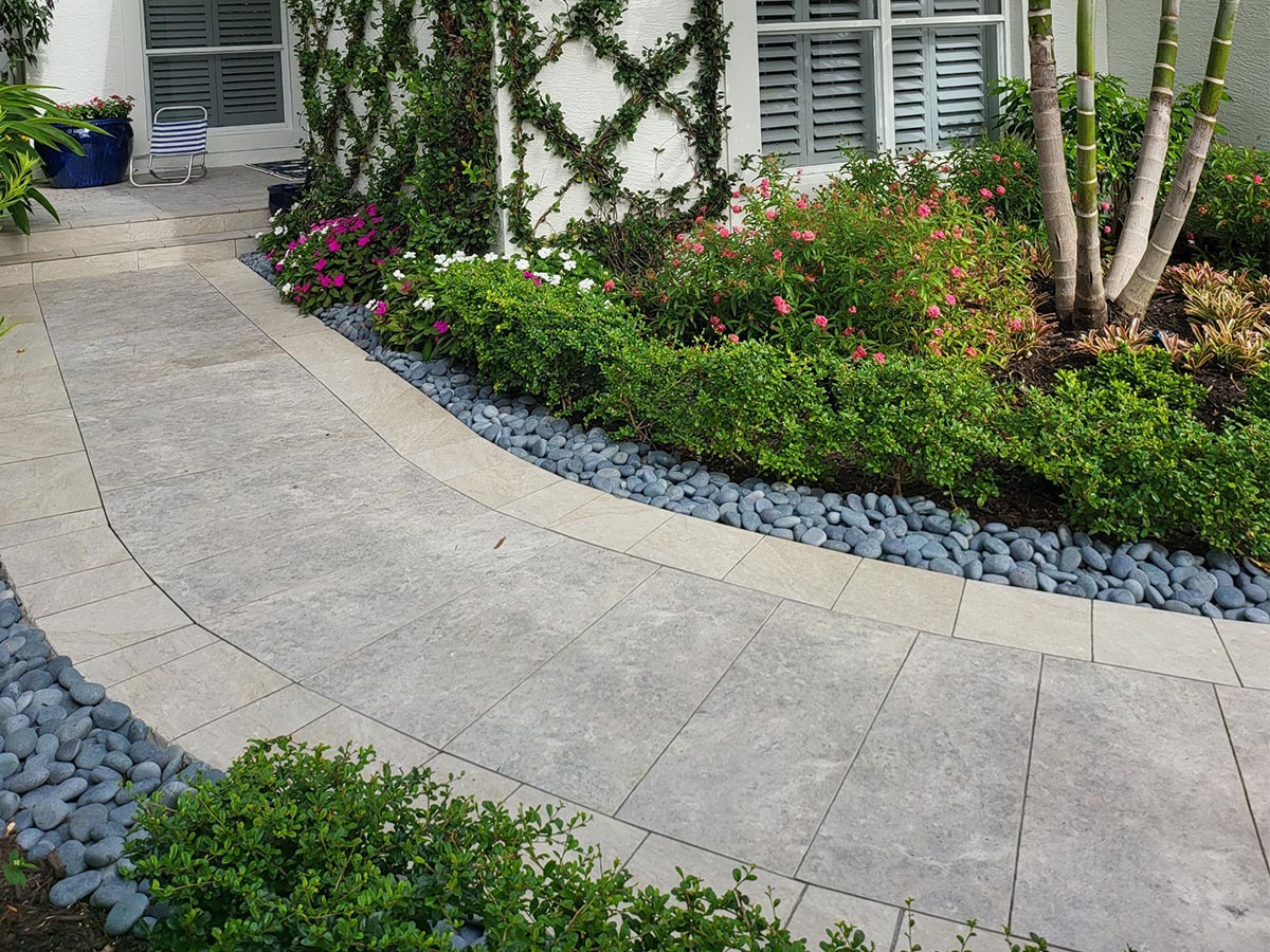 Pavers Installation Porcelain Walking Path Naples FL and Collier County | Love's Landscaping