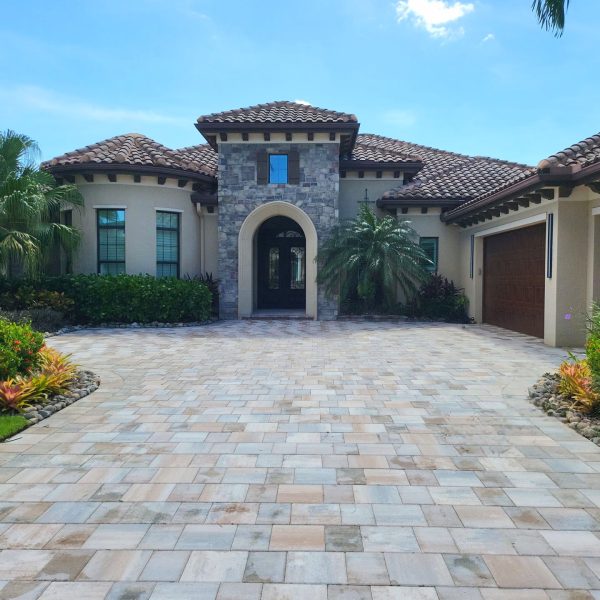 Pavers selected to compliment existing architectural stone | Love's Landscape Landscape Installation & Maintenance Company